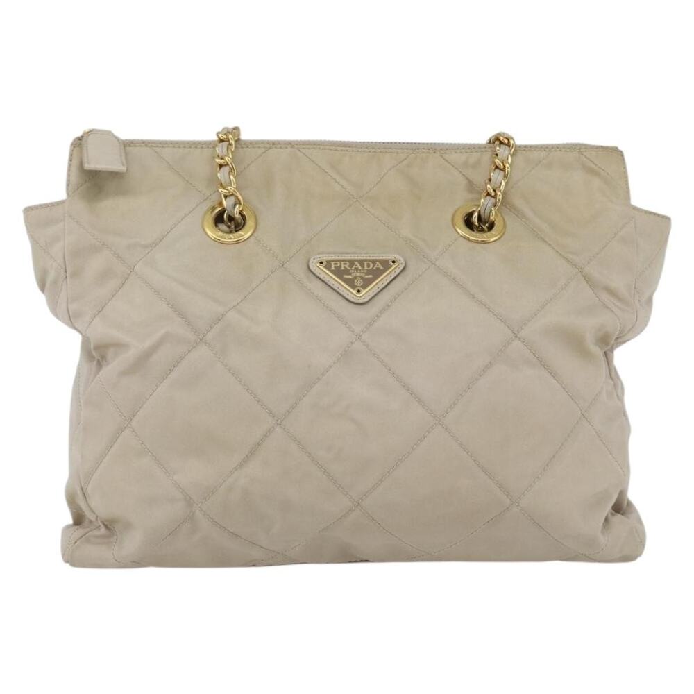Prada Nylon Chain Shoulder Bag Ivory White